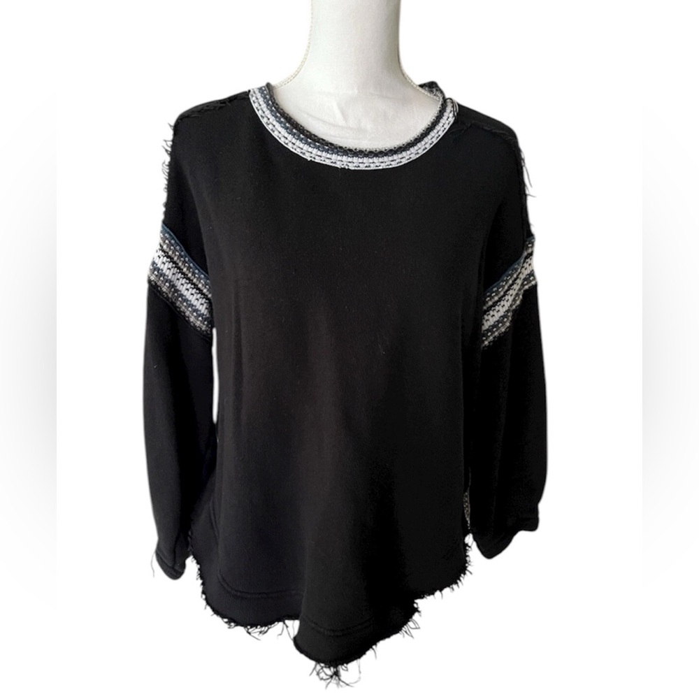 Free People Trudy Black Pullover Oversized Sweatshirt